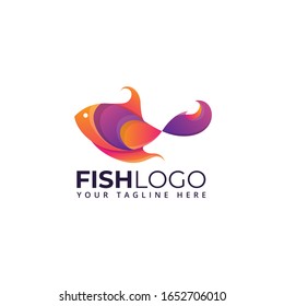 fish logo design colorful 3d abstract shape illustration vector