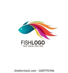 Fish logo design with colorful icon, 3d logo, 