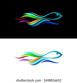 Fish logo design with colorful icon, 3d logo