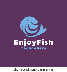 Fish logo design with concept of Animal icon and Seafood Symbol vector.