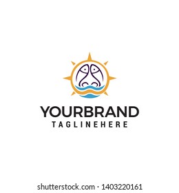 fish logo design concept template vector