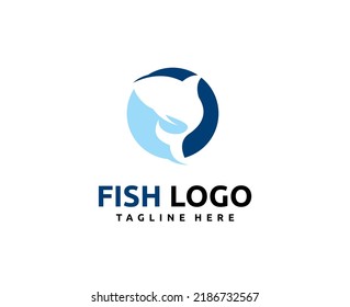 Fish logo design for fresh seafood or business company logo vector logo icon label emblem