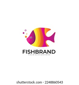 ilustración de color gradiente de diseño de logotipo de pescado