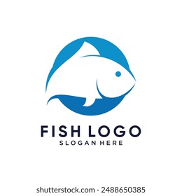 Fish logo design icon vector illustration with creative concept