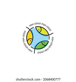 Diseño del logo del pescado. Ilustra los peces en forma redondeada con línea simple