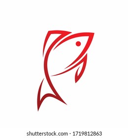 fish logo design, line vector logo