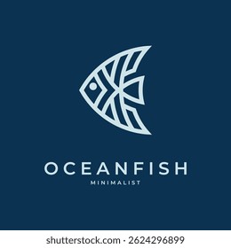 Fish Logo Design, minimal fish line style, fish logo template, vector illustration
