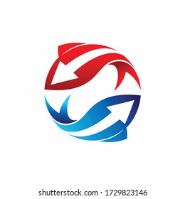 fish logo design, recycle vector logo