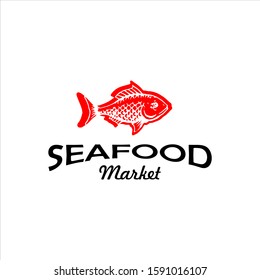 Fish Logo Design Seafood Culinary Vector, Fish Silhouette Illustration Graphic Template