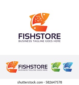 Design des Fisch-Logos. Fish Shop, Store, Market und Seafood Logo-Konzept. Vorlage für Vektorlogo