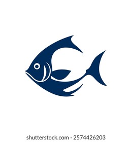 Fish Logo Design Silhouette Vector Illustration On a White Background