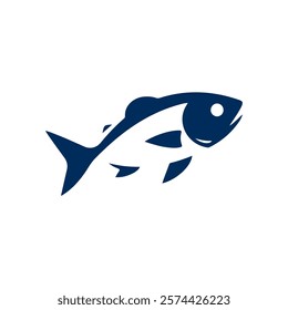 Fish Logo Design Silhouette Vector Illustration On a White Background