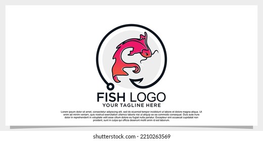 Fish logo design simple concept unique Premium Vector