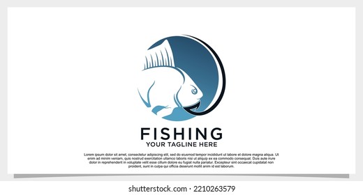 Fish logo design simple concept unique Premium Vector