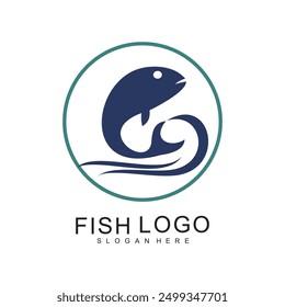 Fish logo design simple concept Premium Vector