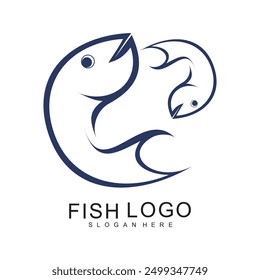 Fish logo design simple concept Premium Vector
