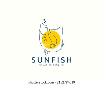 Fish logo design with sun