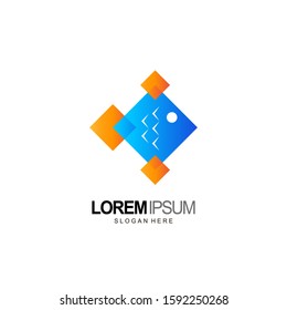 fish logo design and template