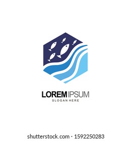 fish logo design and template