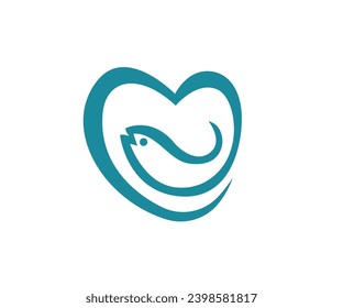 Fish Logo Design Template Combined with a Love Shape.