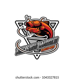 Fish Logo Design Template. Fishing Logo Icon. Fishbowler Logo Icon. Vector Illustration.