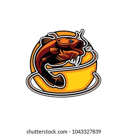 Fish Logo Design Template. Fishing Logo Icon. Fishbowler Logo Icon. Vector Illustration.
