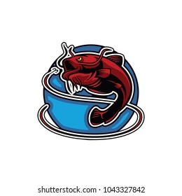 Fish Logo Design Template. Fishing Logo Icon. Fishbowler Logo Icon. Vector Illustration.