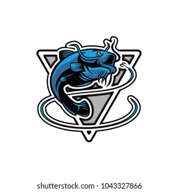 Fish Logo Design Template. Fishing Logo Icon. Fishbowler Logo Icon. Vector Illustration.