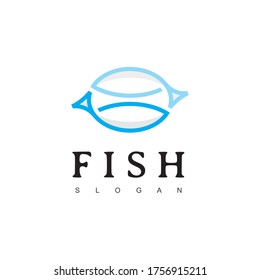 Design-Vorlage für das Fisch-Logo Fischrestaurant-Geschäft und Angelsymbol