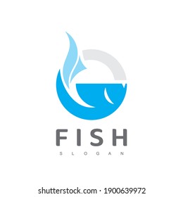 Fish Logo Design Template, Seafood restaurant Logotype, Fish Farm Icon