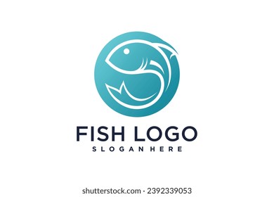 Fish logo design template vector illustration with creative idea