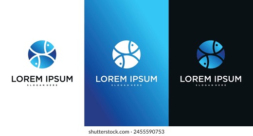 Fish logo design with a unique concept. Premium Vector