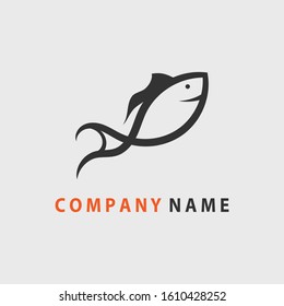 Fish Logo design vector template. Seafood restaurant shop store Logotype concept icon.