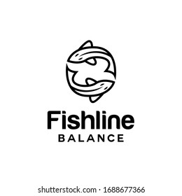 Fish logo design vector template with Flat line Concept style. Animal Symbol and Fauna icon for Company And Business