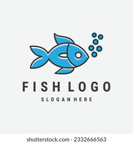 Fish Logo design vector Template. Logotype shop seafood restaurant