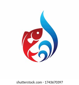 fish logo design, water vector logo