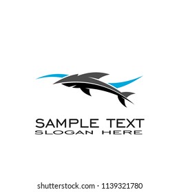 Fish logo design, fish and wave vector graphic design,