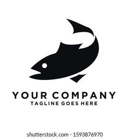 Fish logo design  fish and wave vector graphic flat design. isolated on white background.