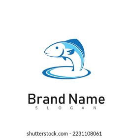 fish logo emblem design animal business