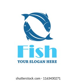 fish logo, emblems and insignia with text space for your slogan / tagline. vector illustration