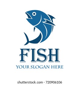 fish logo, emblems and insignia with text space for your slogan / tagline. vector illustration