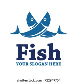 fish logo, emblems and insignia with text space for your slogan / tagline. vector illustration