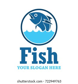 fish logo, emblems and insignia with text space for your slogan / tagline. vector illustration