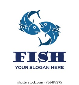 fish logo, emblems and insignia with text space for your slogan / tagline. vector illustration