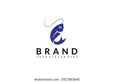 fish logo with fishing flat design style