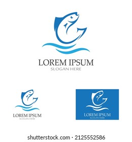 Fish logo, fishinghook, fish oil and seafood restaurant icon. With vector icon concept