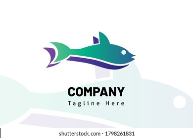 ilustración vectorial plana del logotipo del pez. Signo de elemento de diseño para inicial, icono, sistema de marca, empresa de libros, tarjeta de visita