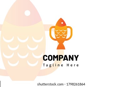 fish logo flat vector illustration. Design element sign for initial, icon, brand system, book company, business card