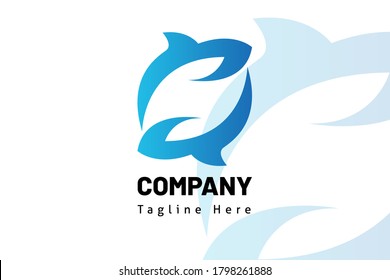 ilustración vectorial plana del logotipo del pez. Signo de elemento de diseño para inicial, icono, sistema de marca, empresa de libros, tarjeta de visita