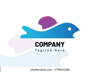 fish logo flat vector illustration. Design element sign for initial, icon, brand system, book company, business card